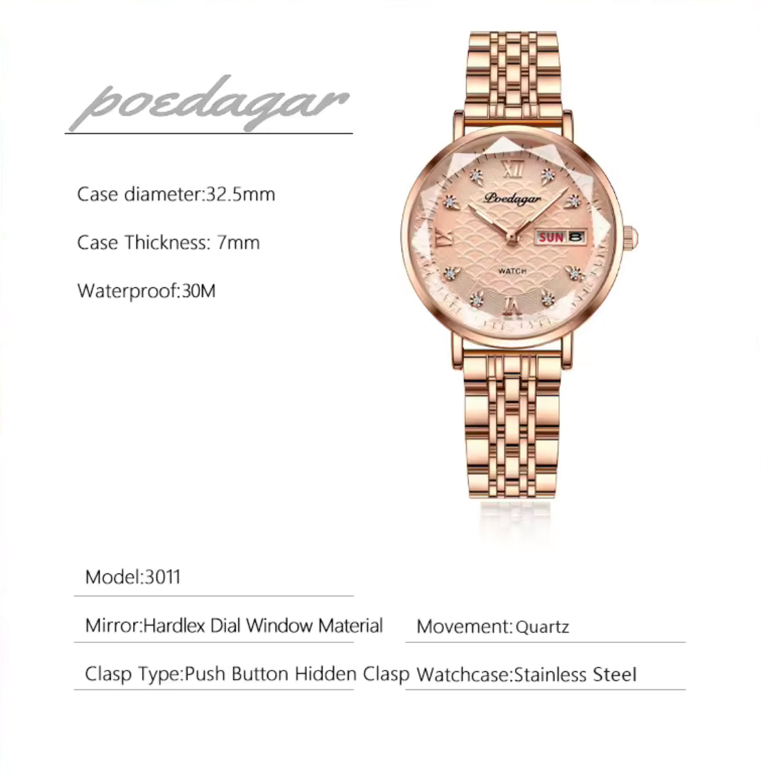 POEDAGAR Diamond Style Watch for Women