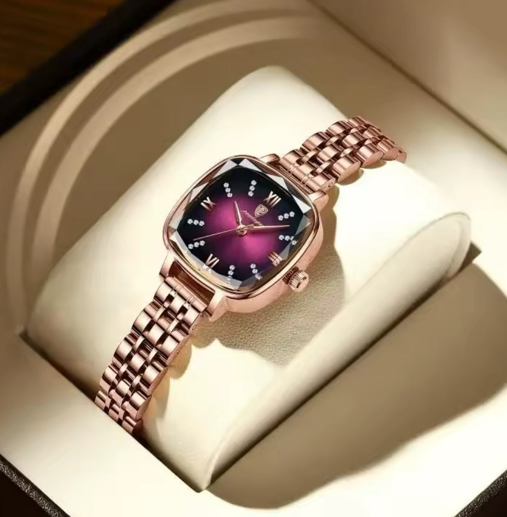 POEDAGAR Prismatic Square Dial Watch for Women