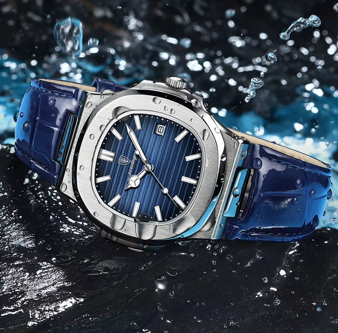 POEDAGAR Luxury Leather Strap Watch for Men