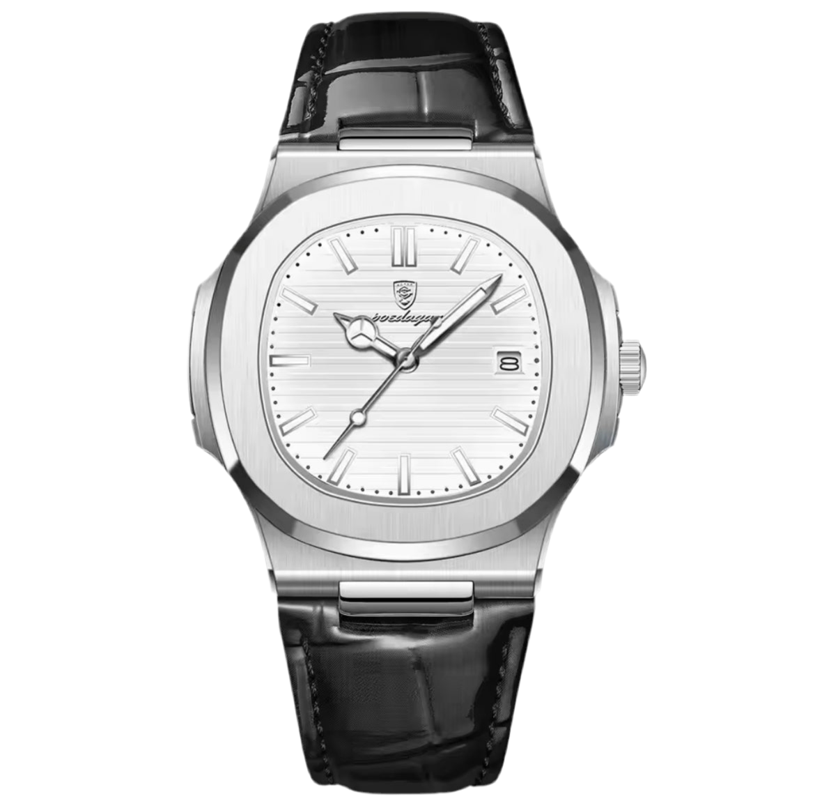 POEDAGAR Luxury Leather Strap Watch for Men