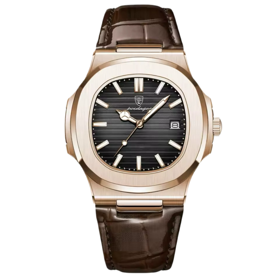 POEDAGAR Luxury Leather Strap Watch for Men
