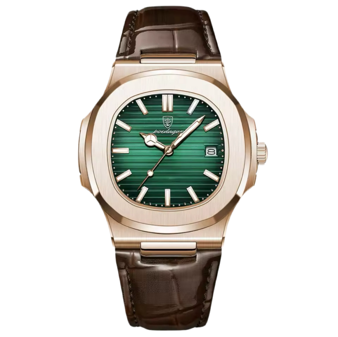 POEDAGAR Luxury Leather Strap Watch for Men