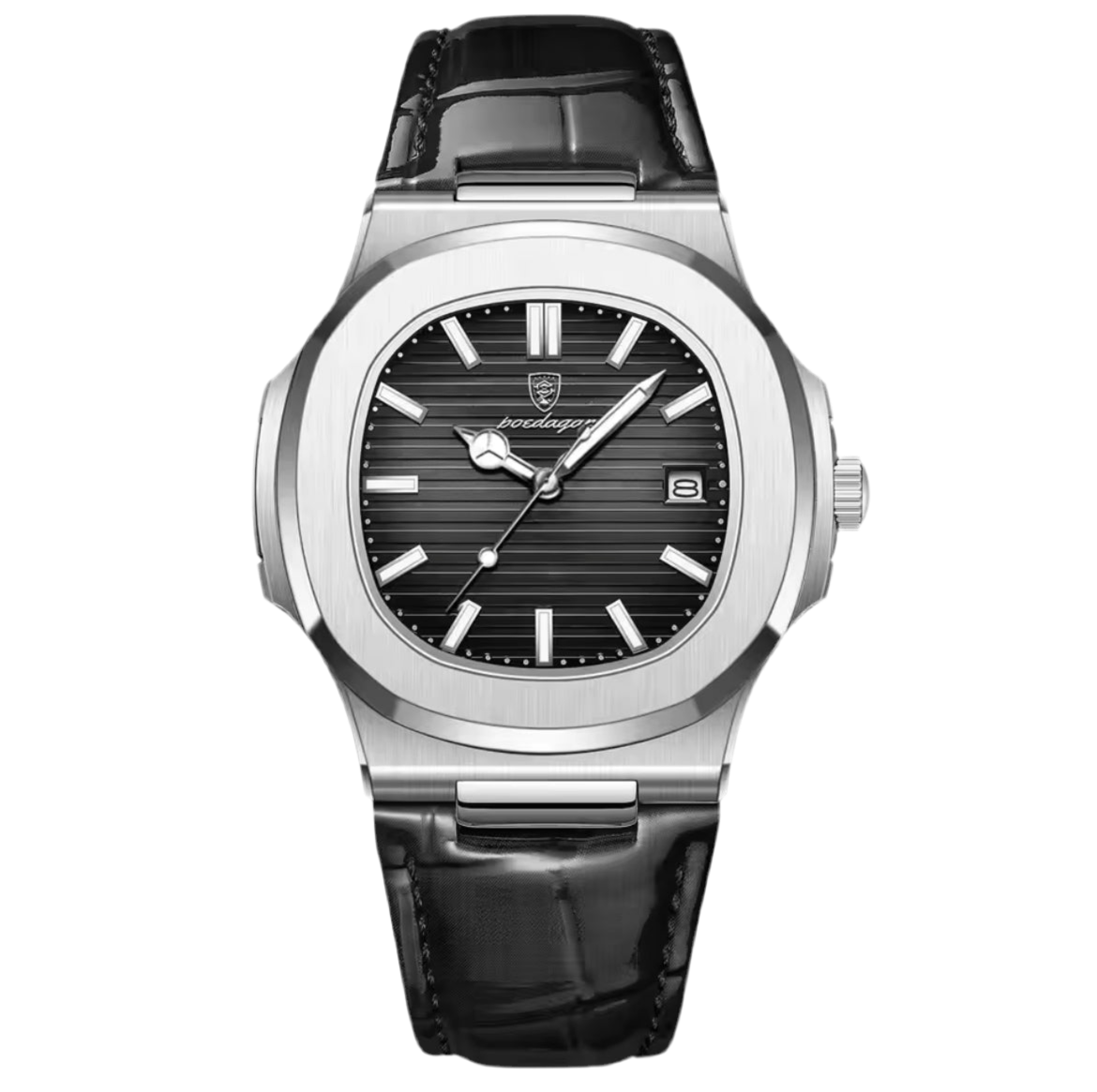 POEDAGAR Luxury Leather Strap Watch for Men