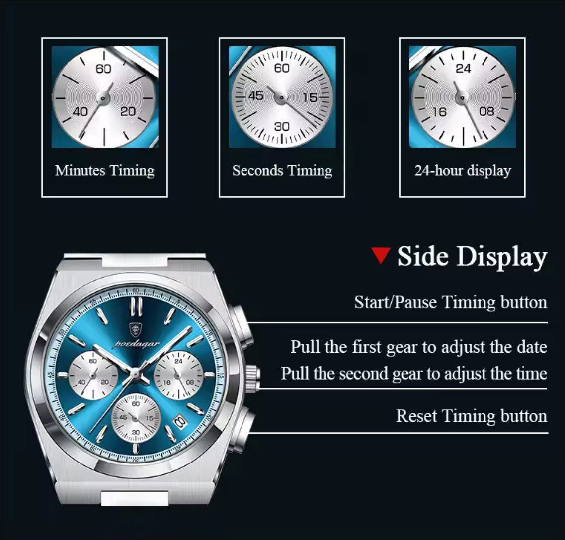 POEDAGAR Precision Watch for Men