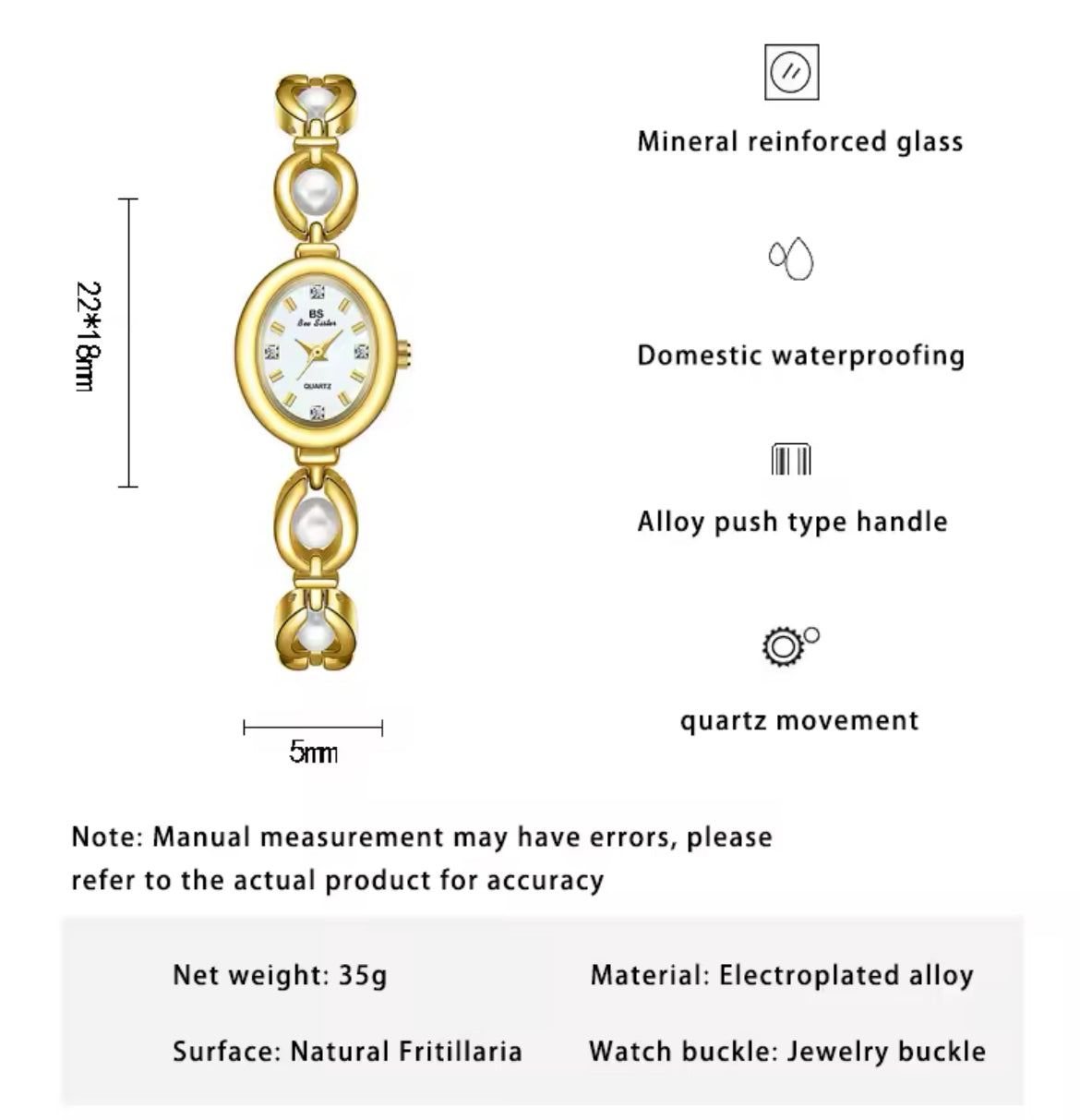 BEE SISTER Pearl Watch for Women