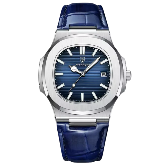 POEDAGAR Luxury Leather Strap Watch for Men